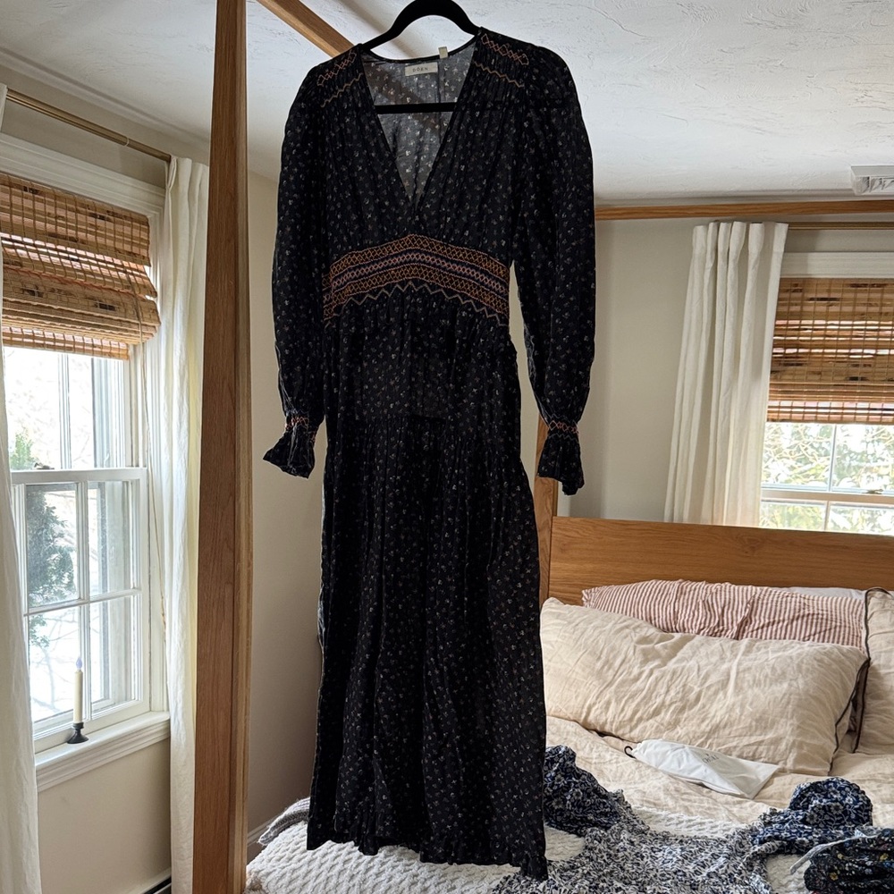 Doen Black and Brown Long Sleeve Dress